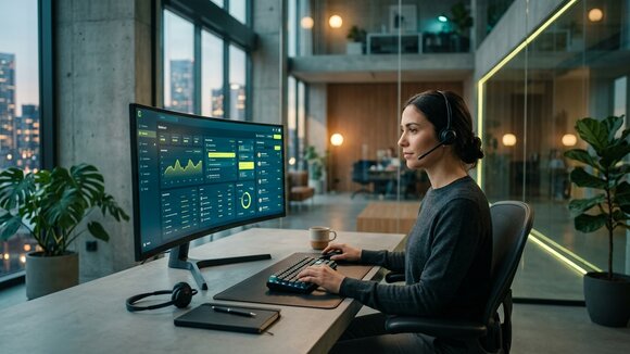 IT Operator vor einem Bildschirm