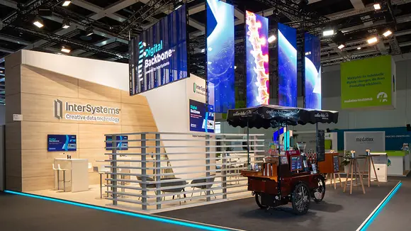LED Mesh Panels, Messestand Intersystems, Messebau ISINGERMERZ