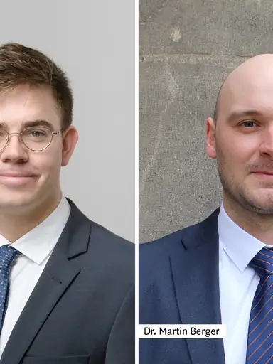 Porträtfotos von Dr. Dominik Abel und Dr. Martin Berger
