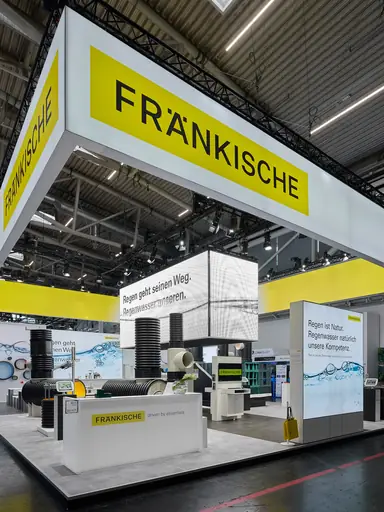 Messestand Fränkische Rohrwerke, Messe IFAT, Messebau ISINGERMERZ